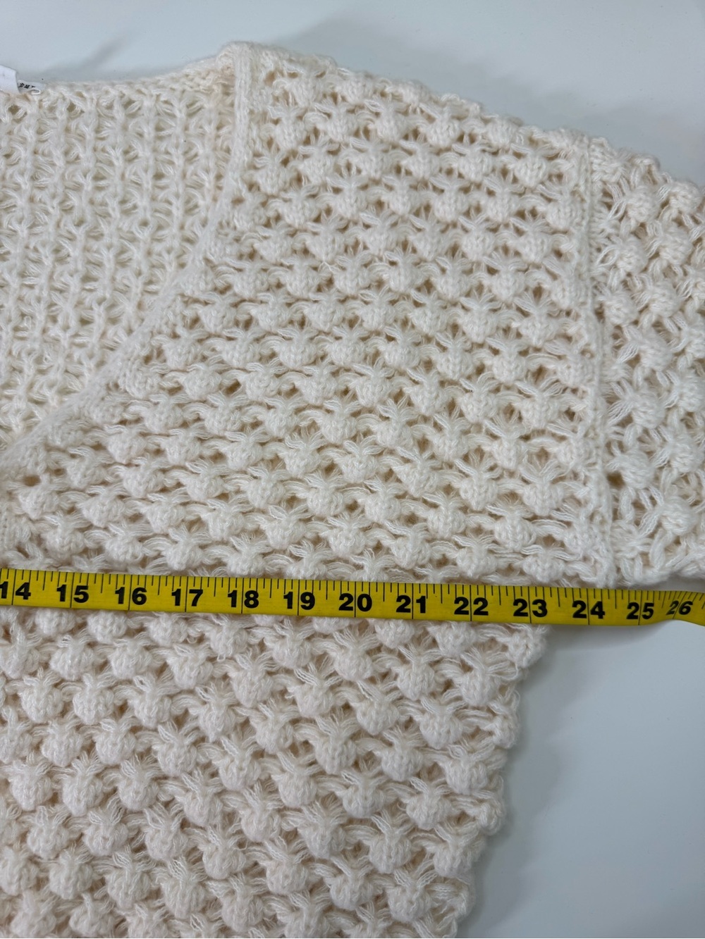 En Creme | Chunky Knit Tie Front Balloon Sleeve Cardigan | Cream | S/M - Picture 6 of 10